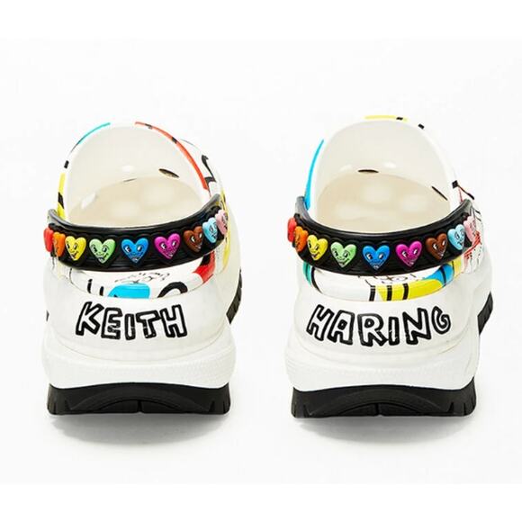 Crocs Unisex Keith Haring Mega Crush Clogs M6 W8 EU 38-39 White Black NWT - Picture 3 of 14